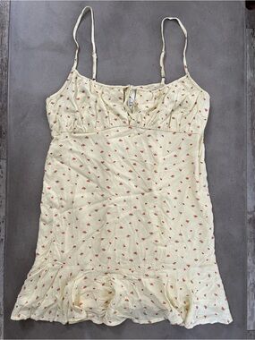Abound Floral Babydoll Mini Dress Ruffle Hem Sweetheart Tie Size Large New